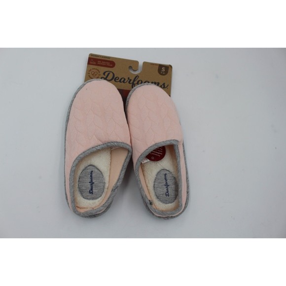 Dearfoam Womens FreshPink Quilt Memory Slippers Slides S(5-6) - Picture 1 of 4